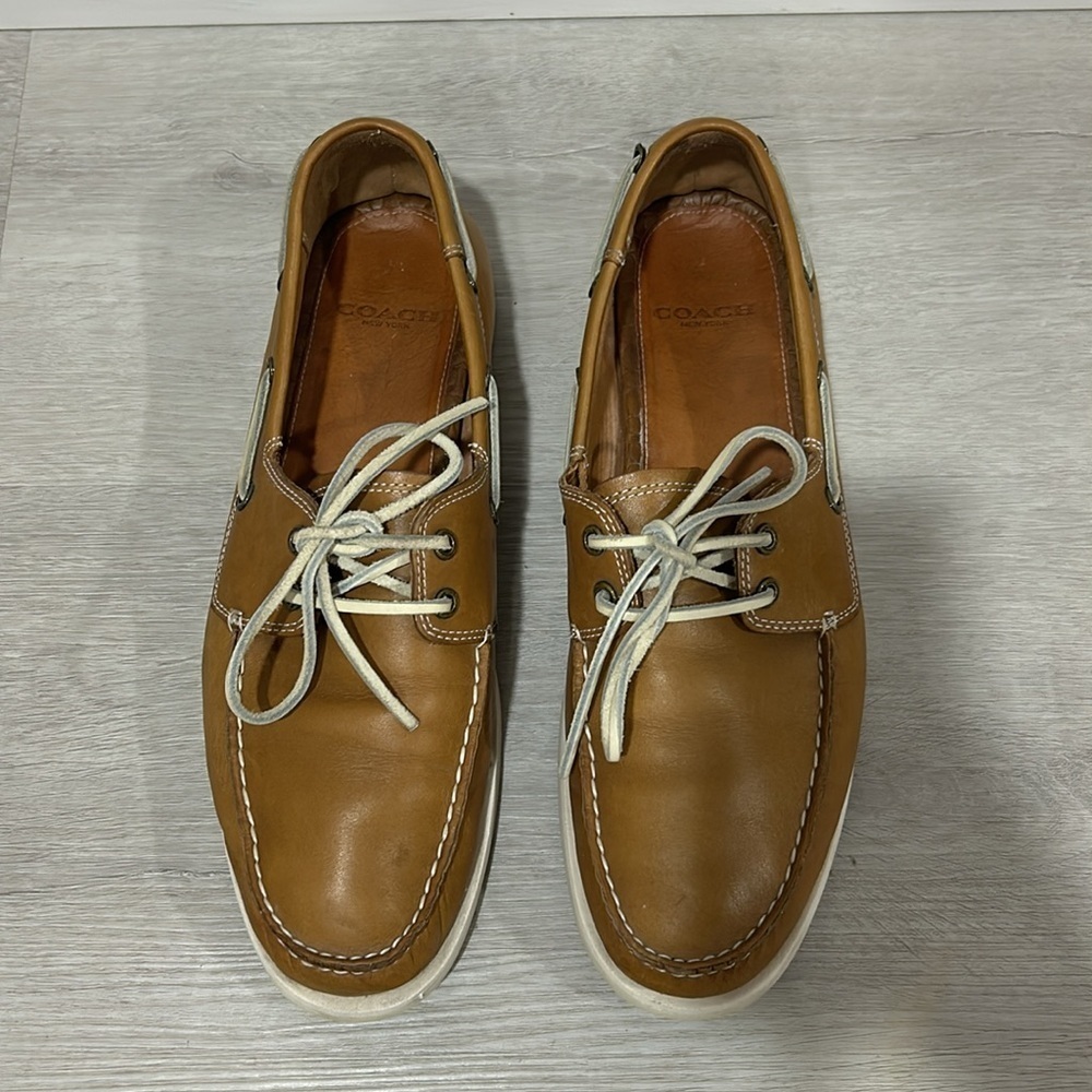 Coach men’s leather boat shoes